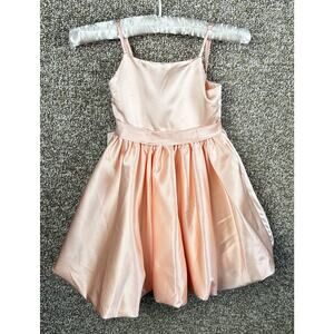 Satin Peach Flower Girl Dresses Bridesmaid Wedding Birthday Pageant Sz 4 Bow